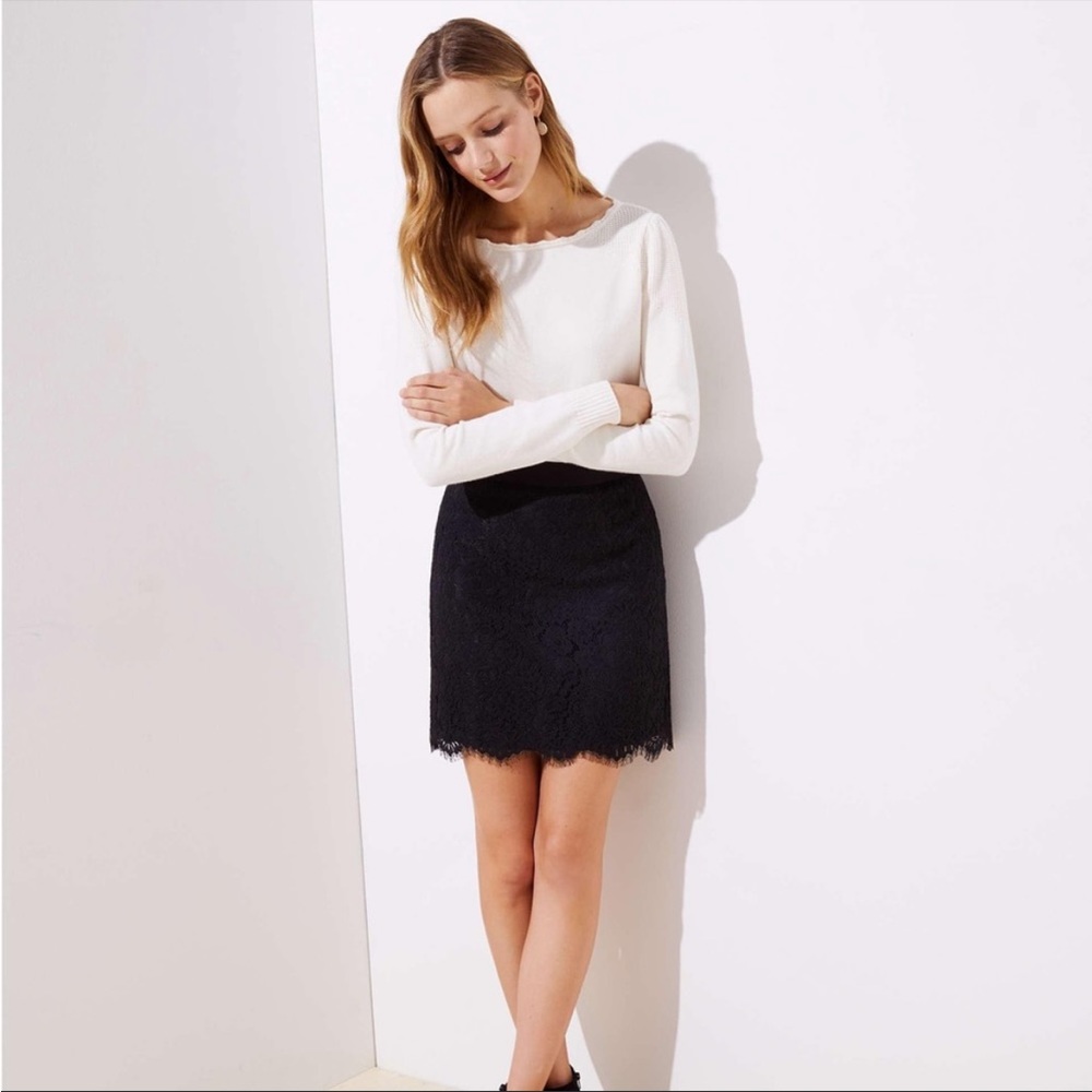 LOFT Black Lace Skirt 8